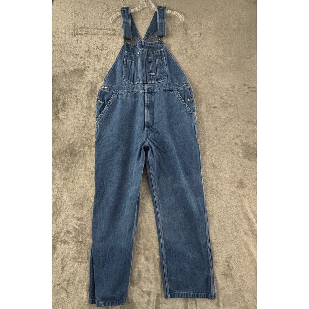 Big Smith Denim Bib Overalls Mens 38x32 Medium Wash Carpenter Workwear Bibs